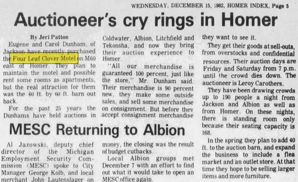 Four Leaf Clover Motel - Dec 1982 New Owners (newer photo)